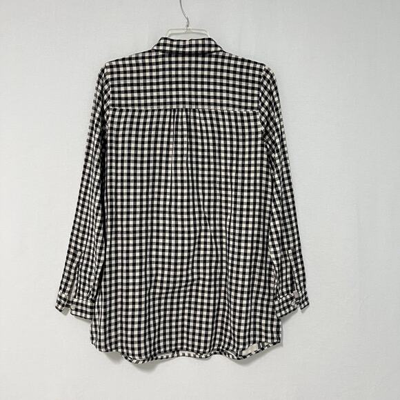 J. Jill Gingham Tunic Top Size Small Black Plaid Pockets Long Sleeve 100% Cotton - Picture 6 of 12